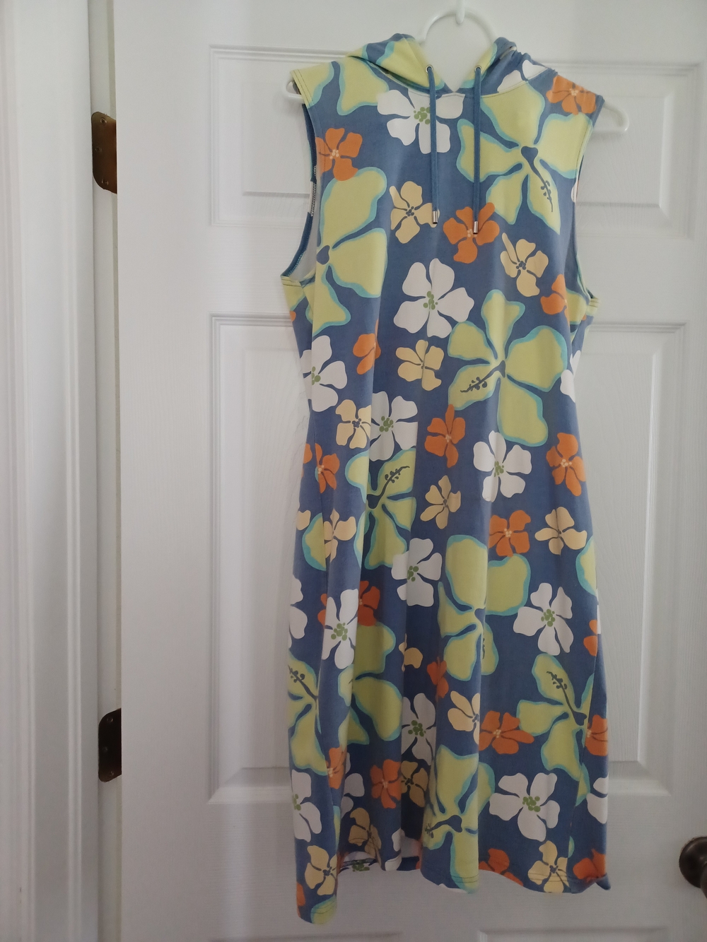 Liz Claiborne Womens Size XL Blue Floral Hooded Sleeveless Cover-Up (Runs Small)